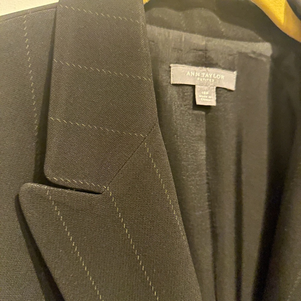 Classic Black Pinstriped Ann Taylor Suit & Skirt